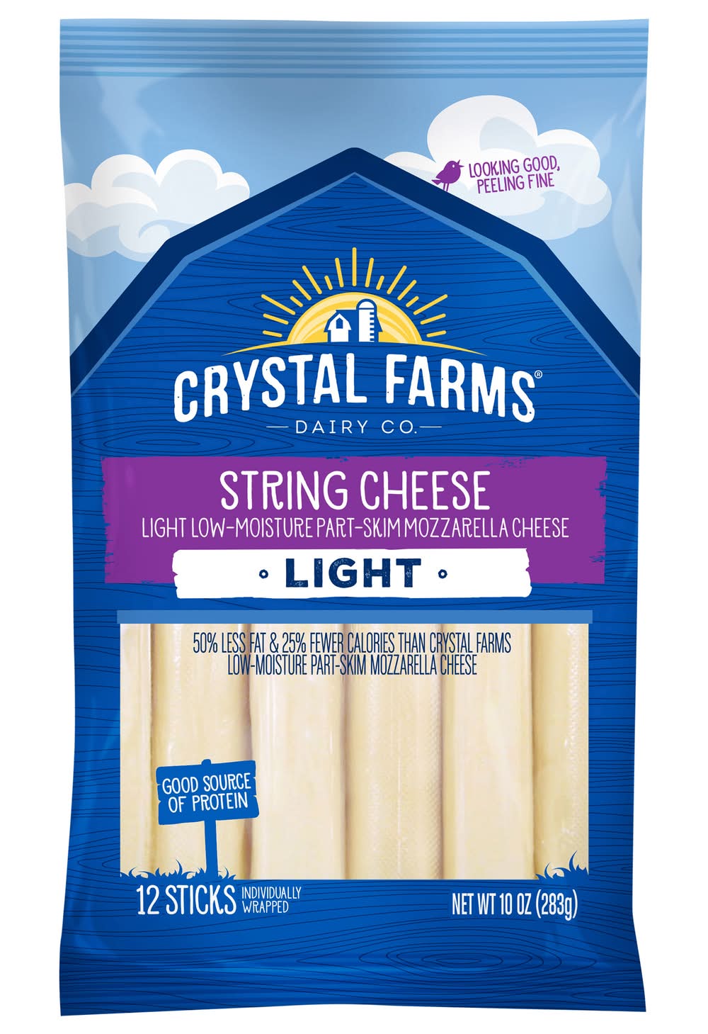 Crystal Farms Light Wisconsin String Cheese (0.83 oz, 12 ct)