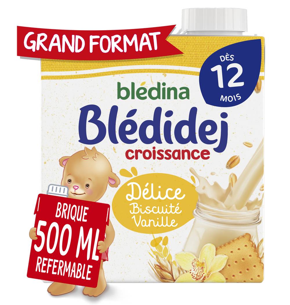 Blédina - Blédidej lait croissance au délice biscuité vanille dès 12 mois (500ml)
