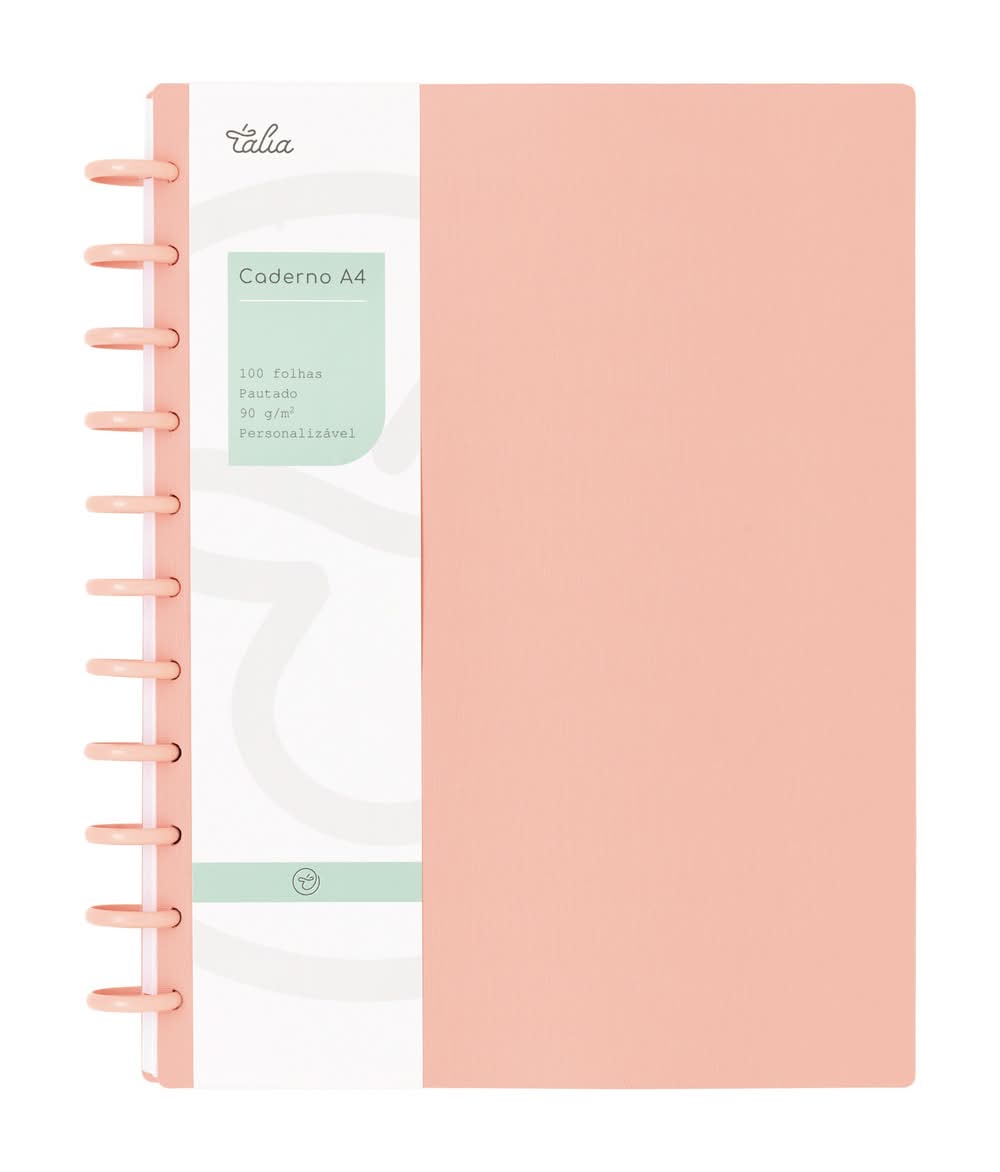 Caderno Smart A4 Pautado 100 folhas Pessego Talia
