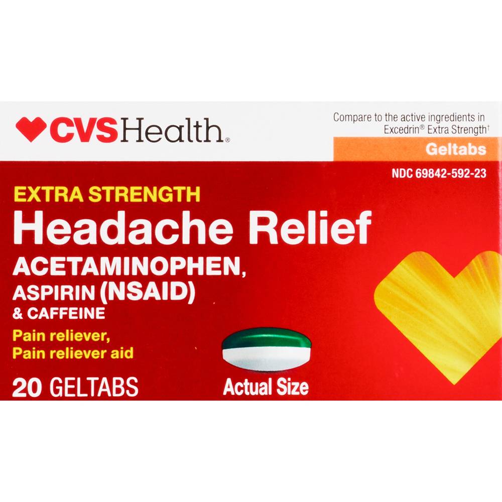 Cvs Health Extra Strength Headache Relief Acetaminophen Aspirin (nsaid) and Caffeine Gel Tablets(20 Ct)