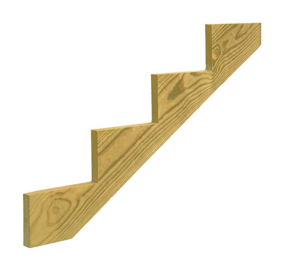 4 -Steps Pressure Treated Pine Wood Outdoor Stair Stringer