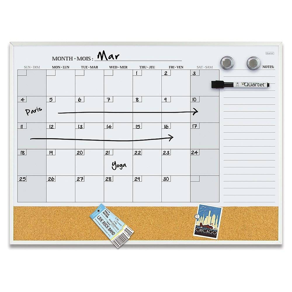 Quartet Slim Aluminum Frame Dry-Erase Combo Calendar, 17" X 23"