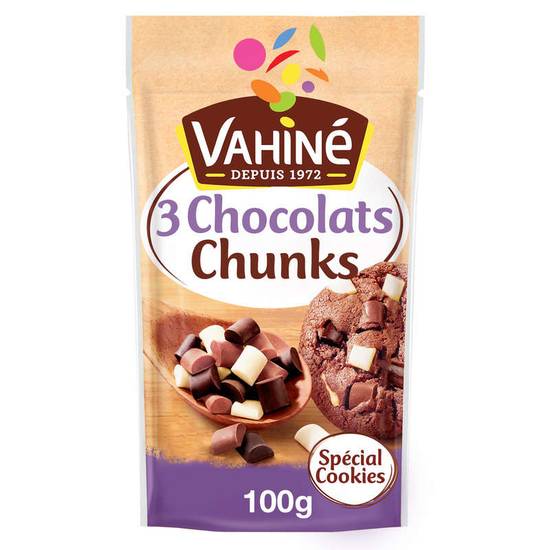 Vahiné  - Chunks - Pépites pour préparation à gâteaux - 3 Chocos - Origine belge - 100g