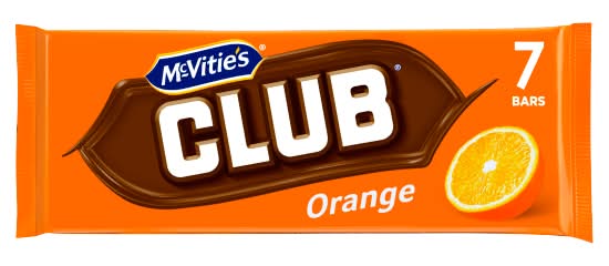 McVitie's Orange, Club Milk Chocolate Covered Crunchy Biscuit (7 pack)