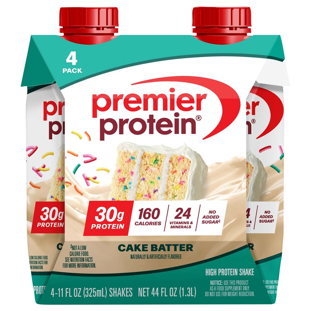 Premier Protein Immune Health Support Nutrition Shake, Cake Batter (4 x 11 fl oz)