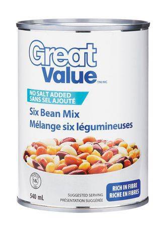 Great value mélange de six haricots sans sel ajouté (540 ml) - no salt added six bean mix (540 ml)