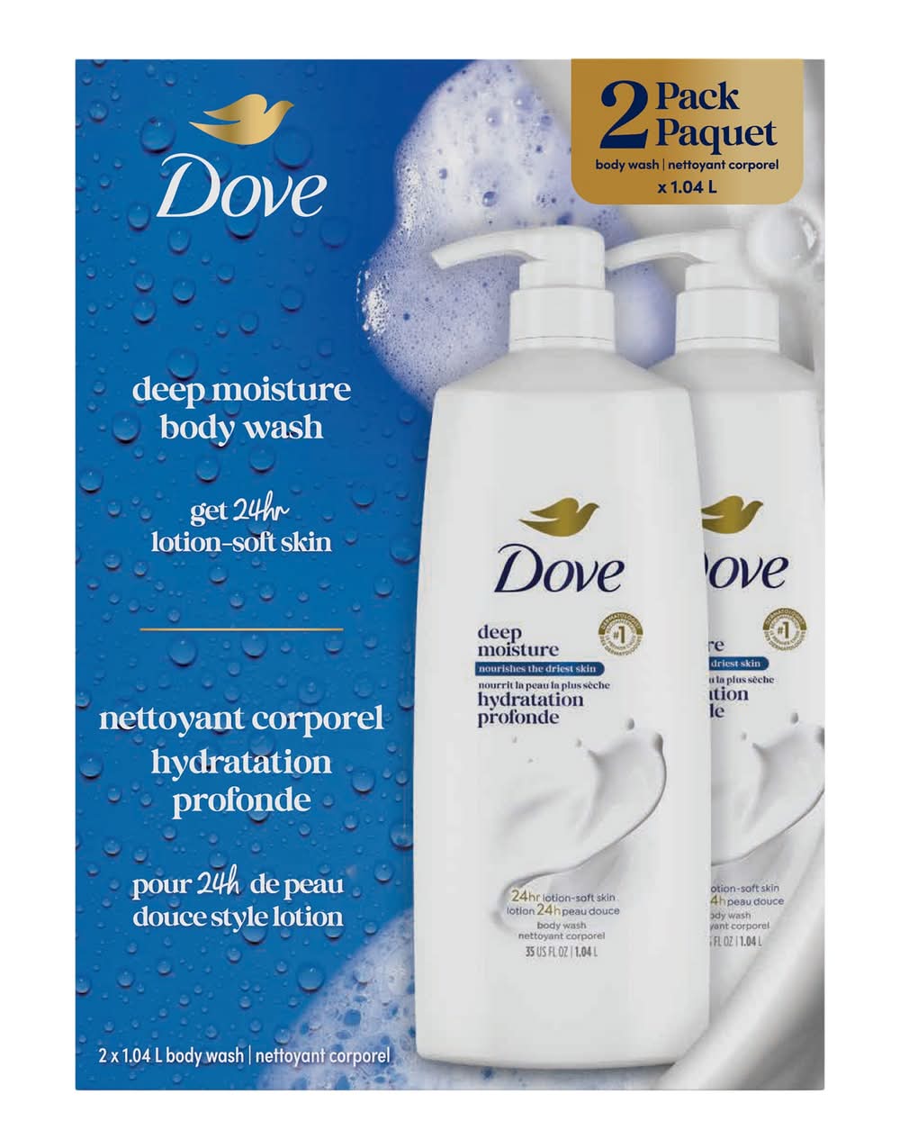 Nettoyant Corporel Dove Deep Moisture, 2 X 1,04 L / Dove Deep Moisture Body Wash, 2 X 1.04 L