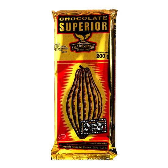 Tableta De Chocolate Superior 200 G.