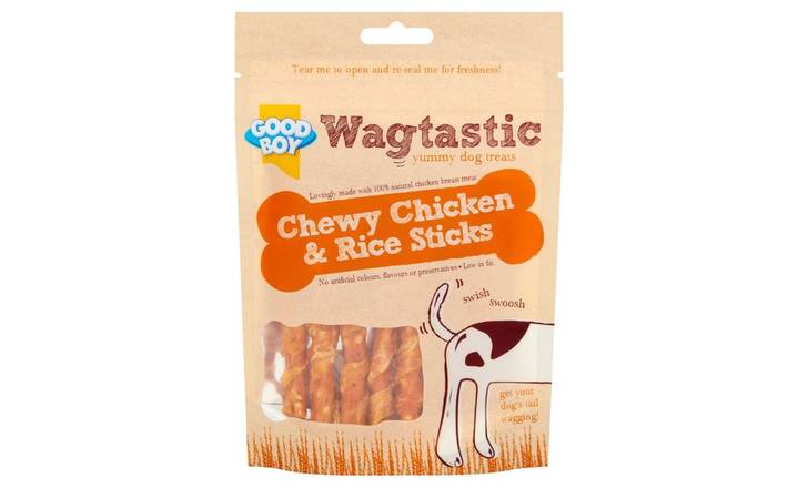 Good Boy Wagtastic Yummy Dog Treats Chewy Chicken & Rice Sticks 70g (402185)