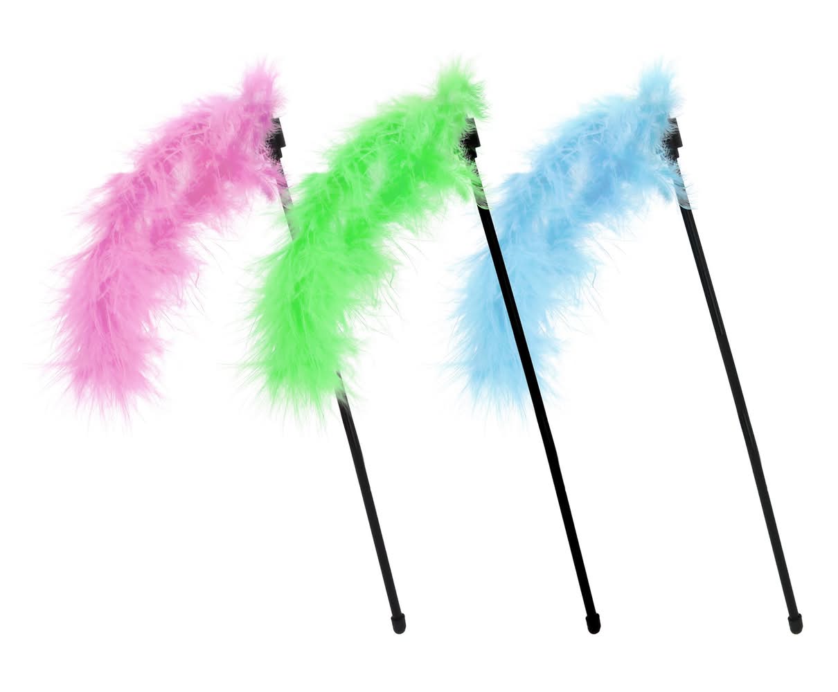 Multipet Assorted Colors Feather Wand (Color: Assorted)