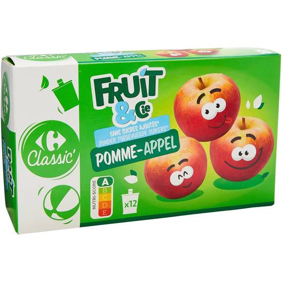 Carrefour Classic' - Compotes pomme sans sucres ajoutés (12 pièces)