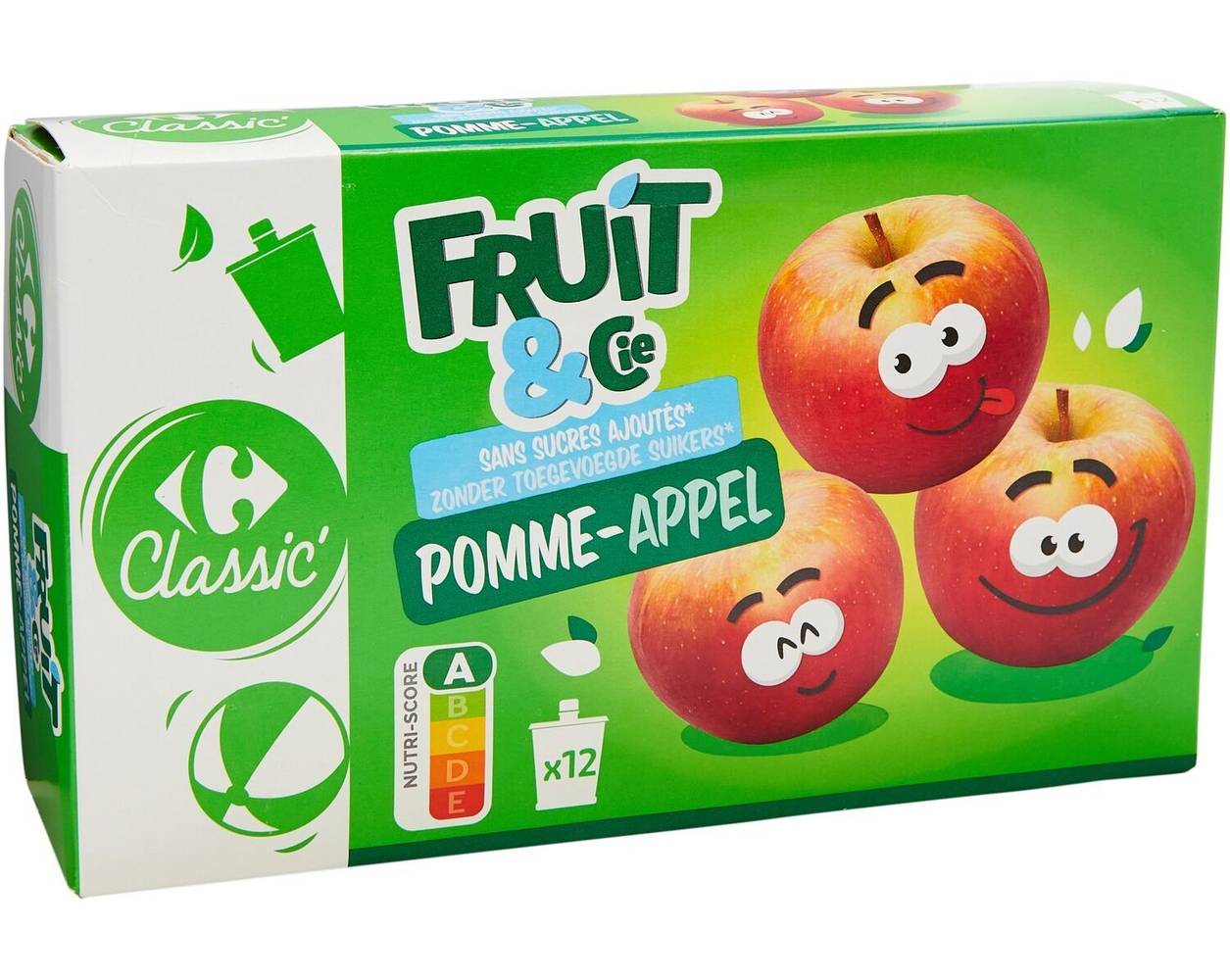 Carrefour Classic' - Fruit & cie compote de pommes sans sucre ajouté (12 x 90g)