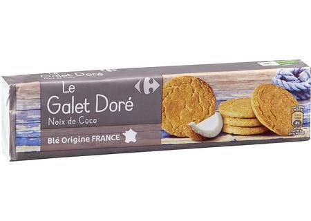 Biscuits galets dorés noix de coco CARREFOUR - le paquet de 125g