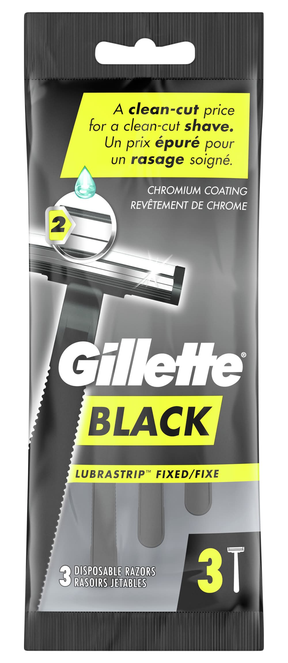 Gillette Lubrastrip Fixed 2 Blade Disposable Razors, Men (3 ct)