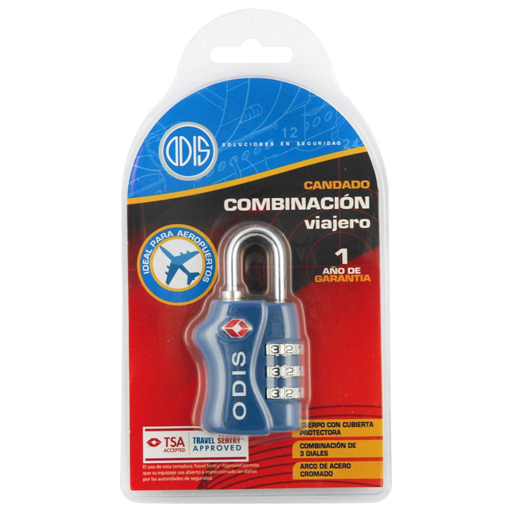 Odis · Candado viajero de combinación tsa, azul