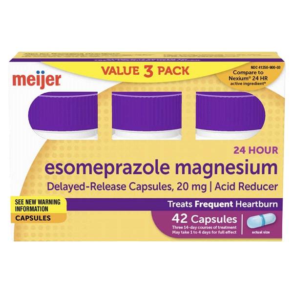 Meijer Esomeprazole Magnesium Capsules, 20 Mg, Acid Reducer (42 ct)