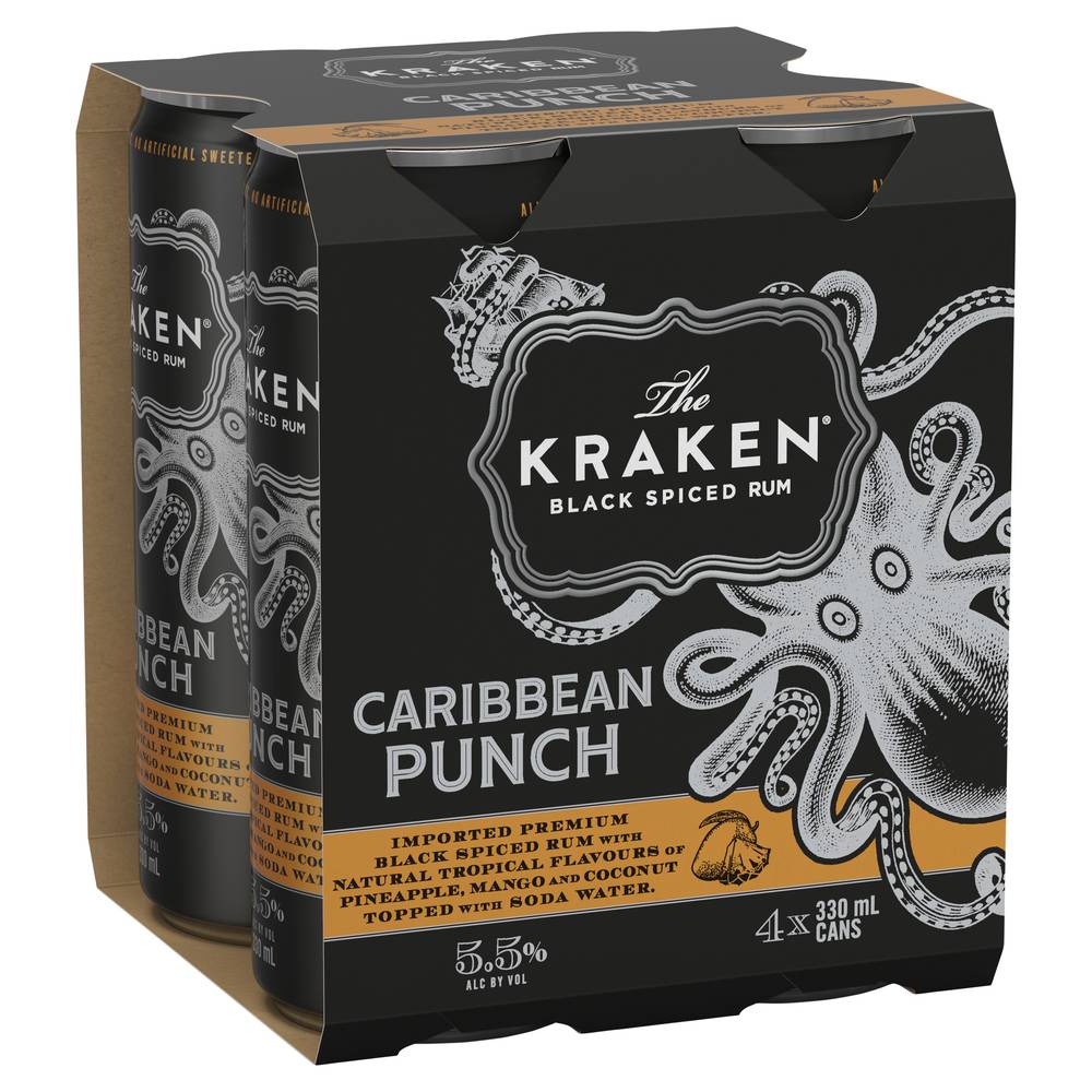 The Kraken Caribbean Punch Can 330mL X 4 pack