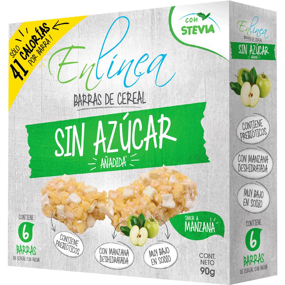 En línea barra cereal sin azúcar sabor manzana (caja 6 u)