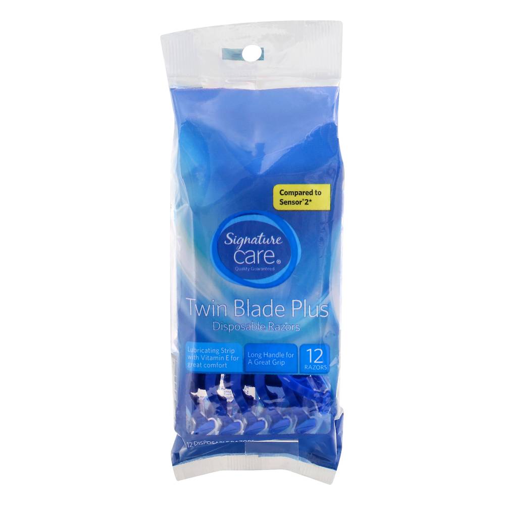 Signature Care Twin Blade Plus Disposable Razors (12 ct)