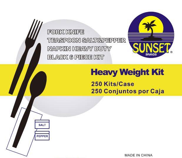 Sunset - Black Heavy Duty 6 Piece Cutlery Kit- 250 ct (1X250|1 Unit per Case)