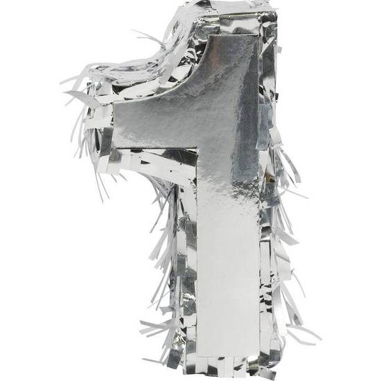 Mini Metallic Silver Number 1 Pinata Decoration