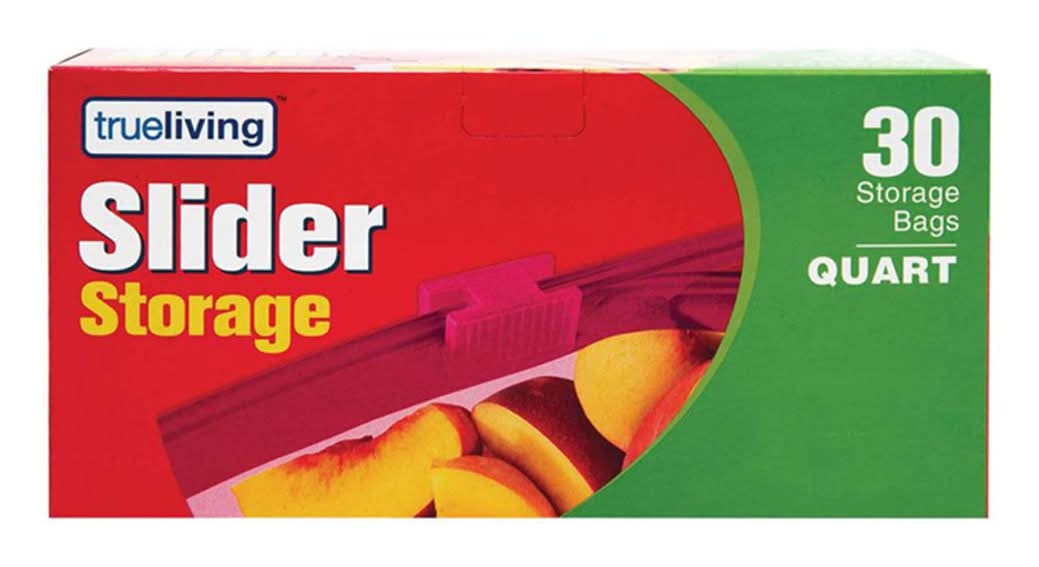 Trueliving Slider Storage Bags Quart 30 Ct