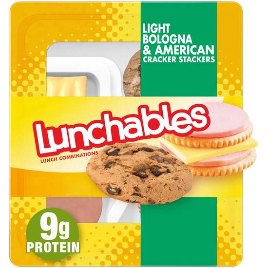 Lunchables Light Bologna & American Cheese Cracker Stackers Snack Kit with Chocolate Chip Cookies