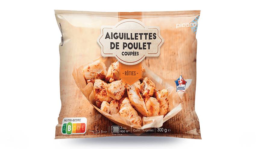 Aiguillettes de poulet rôties et coupées