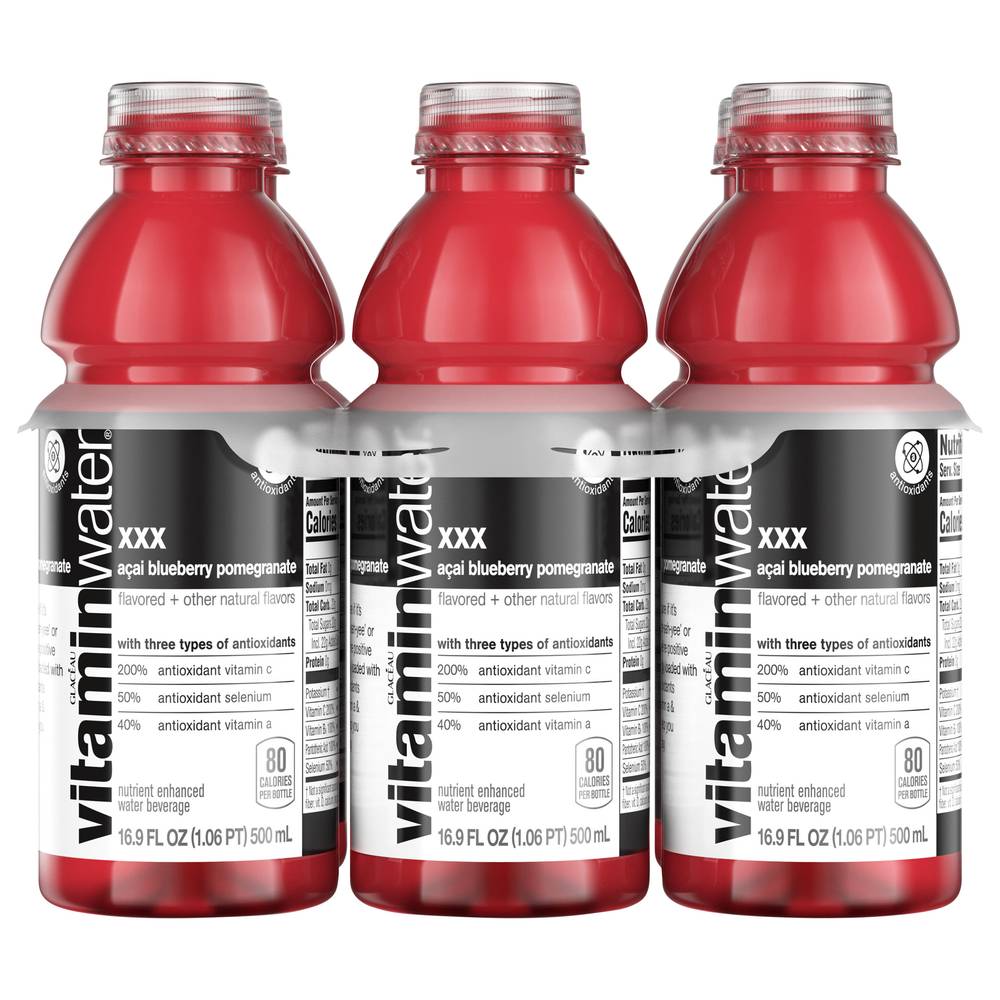 Vitaminwater Acai Water, Blueberry-Pomegranate (6 x 16.9 fl oz)