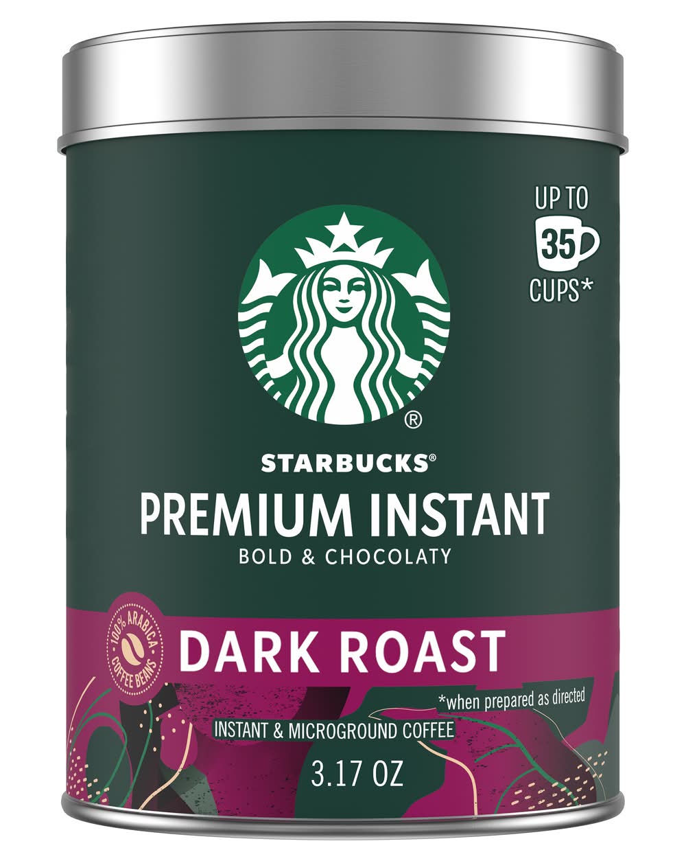 Starbucks Premium Instant Dark Roast Instant Coffee 35 Cups, Bold & Chocolaty (3.17 oz)