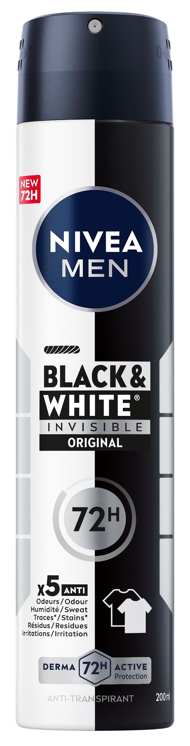 Nivea - Black & white original déodorant spray anti-transpirant, male (200ml)