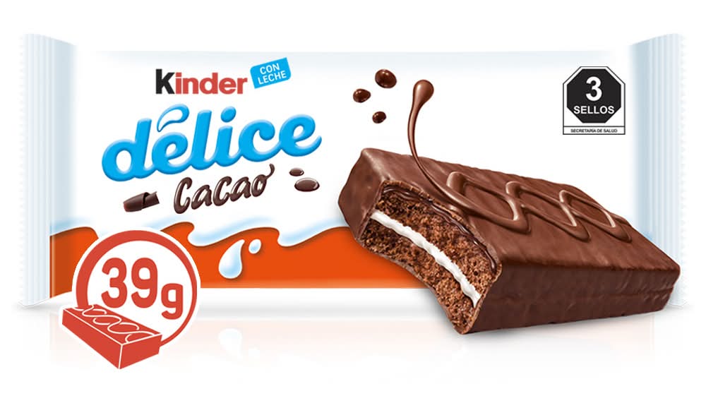 Kinder · Délice pastelito relleno con cobertura, cacao-leche (39 g)