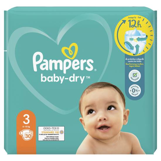 Pampers - Baby dry couches taille 3, 6-10 kg (30 pièces)