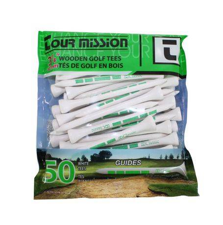 Tour Mission Wooden Golf Tees White (50 units)