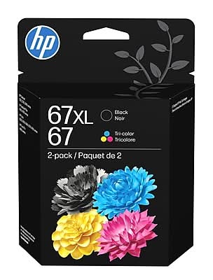HP 67XL/67 Black High Yield and Tri-Color Standard Yield Ink Cartridge, 2/Pack (3YP30AN#140)