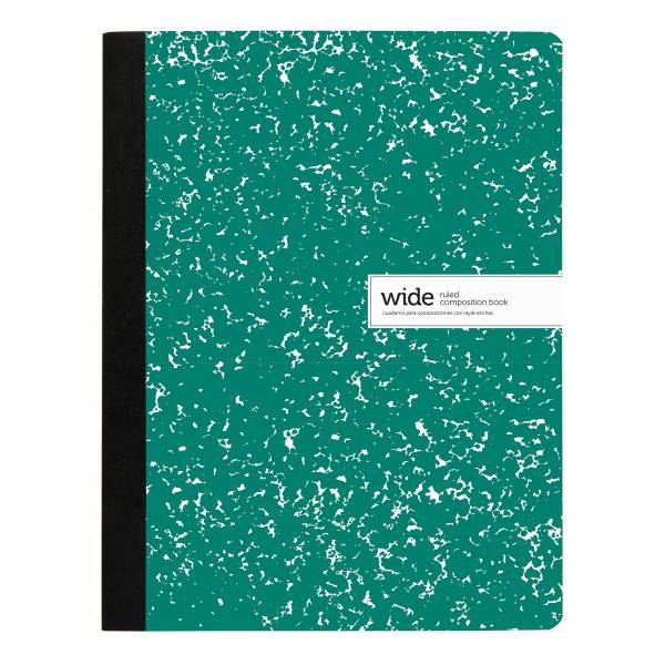 Office Depot Brand Composition Notebook, 9-3/4" X 7-1/2", Wide Ruled, 100 Sheets, Green