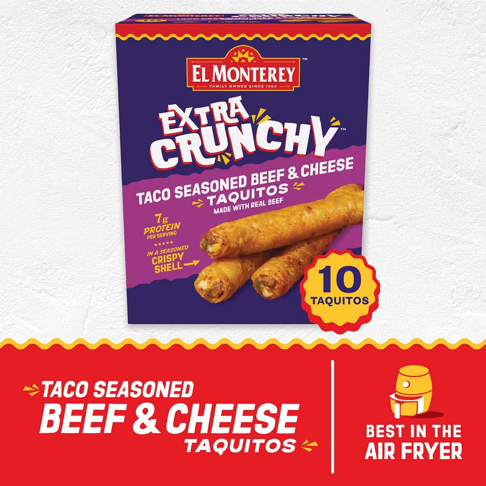 El Monterey Extra Crunchy Taco Seasoned Beef Taquitos 10 Count 11.5 Oz (Frozen)