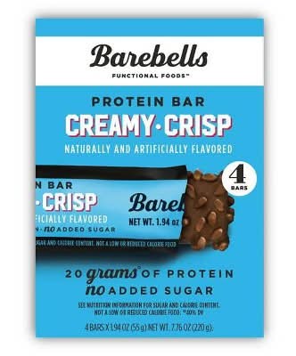 Barebells No Added Sugar Protein Bar, Creamy Crisp (4 x 1.94 oz)