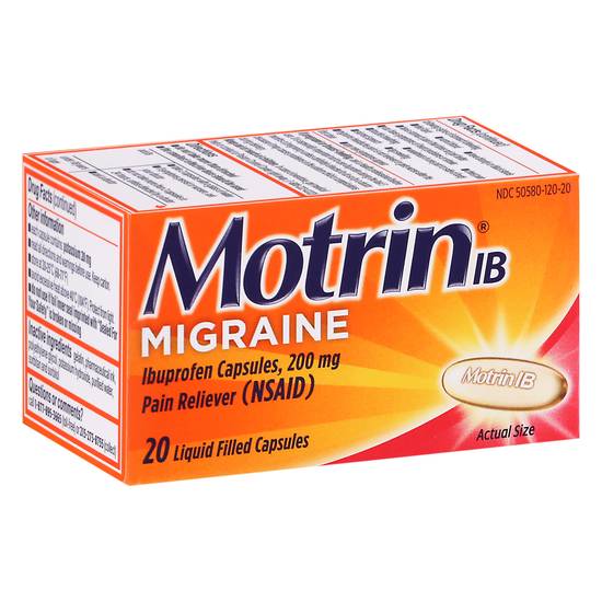 Motrin Ib Migraine Ibuprofen 200 mg Pain Reliever (20 capsules)