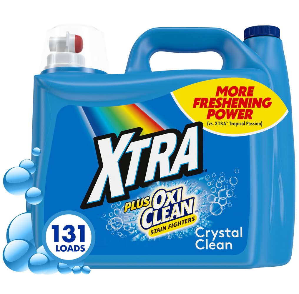 XTRA Plus Oxiclean Liquid Laundry Detergent 131 Loads, Crystal Clean (203.1 fl oz)