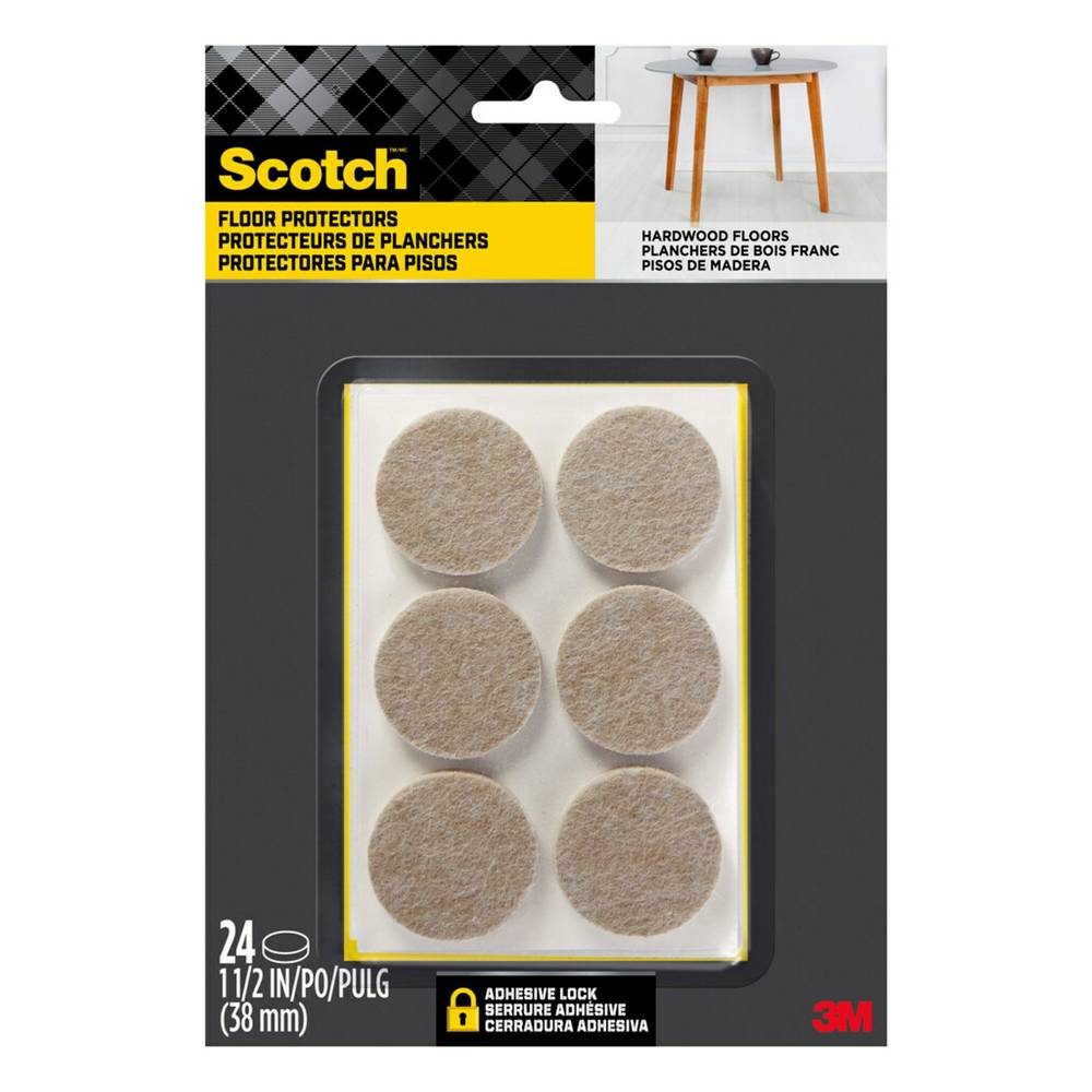 Scotch 24-Pack 1-1/2-in Beige Round Felt Furniture Pads | SP804-NA