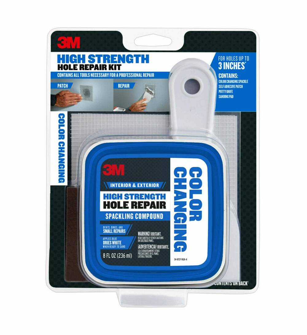 3M Blue-to-White 8-oz Color-changing, Heavy Duty, Waterproof Interior/Exterior Blue Spackling Kit | CC-KIT