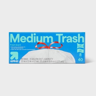 up&up Ultrastretch Drawstring Trash Bags 8 Gallon Capacity, Fresh, M (40 ct)