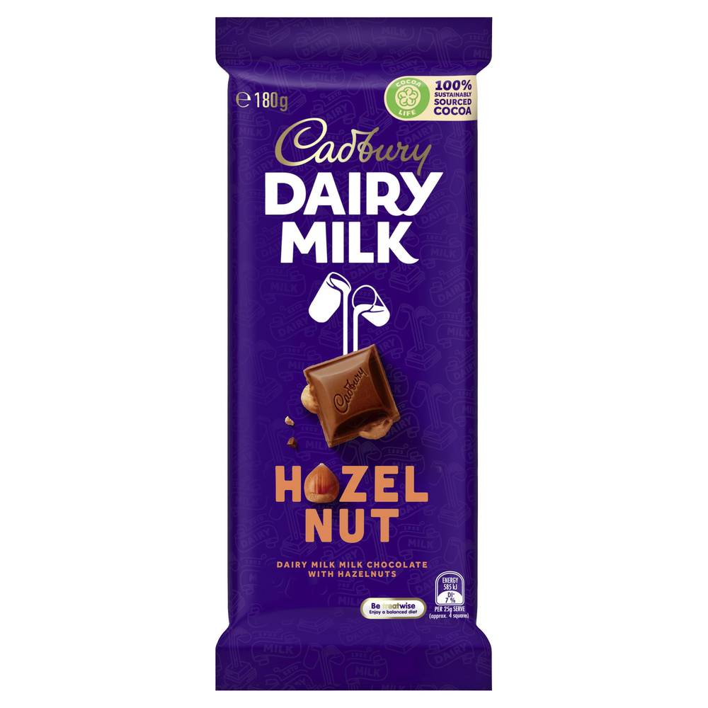 Cadbury Dairy Milk Hazelnut Chocolate, Hazelnut (180g)