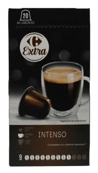 Café cápsulas intenso Carrefour Extra compatible con Nespresso 20 ud.