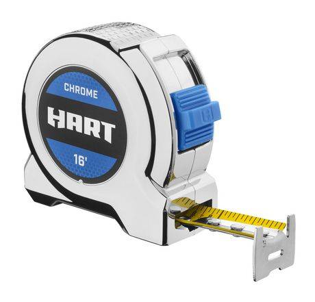 Hart 16-Foot Chrome Tape Measure, Fraction Markings