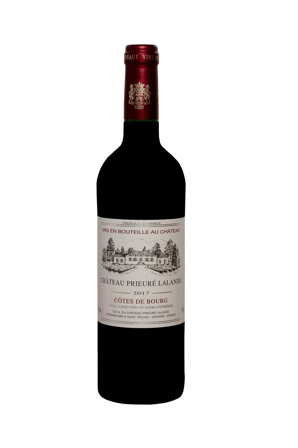 Château Prieuré Lalande - Vin rouge de bordeaux côtes de bourg, 2017 (750ml)