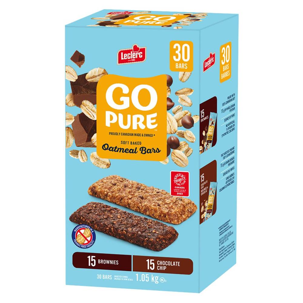 Leclerc - Go Pure - Barres Gruau, Saveurs Variées, 30 × 35 G