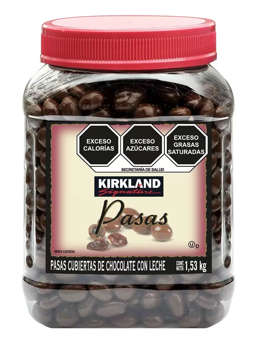 Kirkland Signature · Pasas cubiertas de chocolate con leche (1,53 kg)