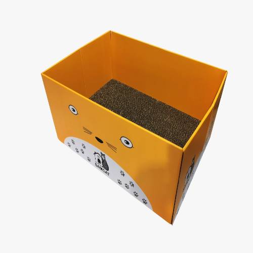 ICLE HOUSEHOLD CORRUGATED CARDBOARD BOX SHAPE YELLOW CAT SCRATCHER 0109